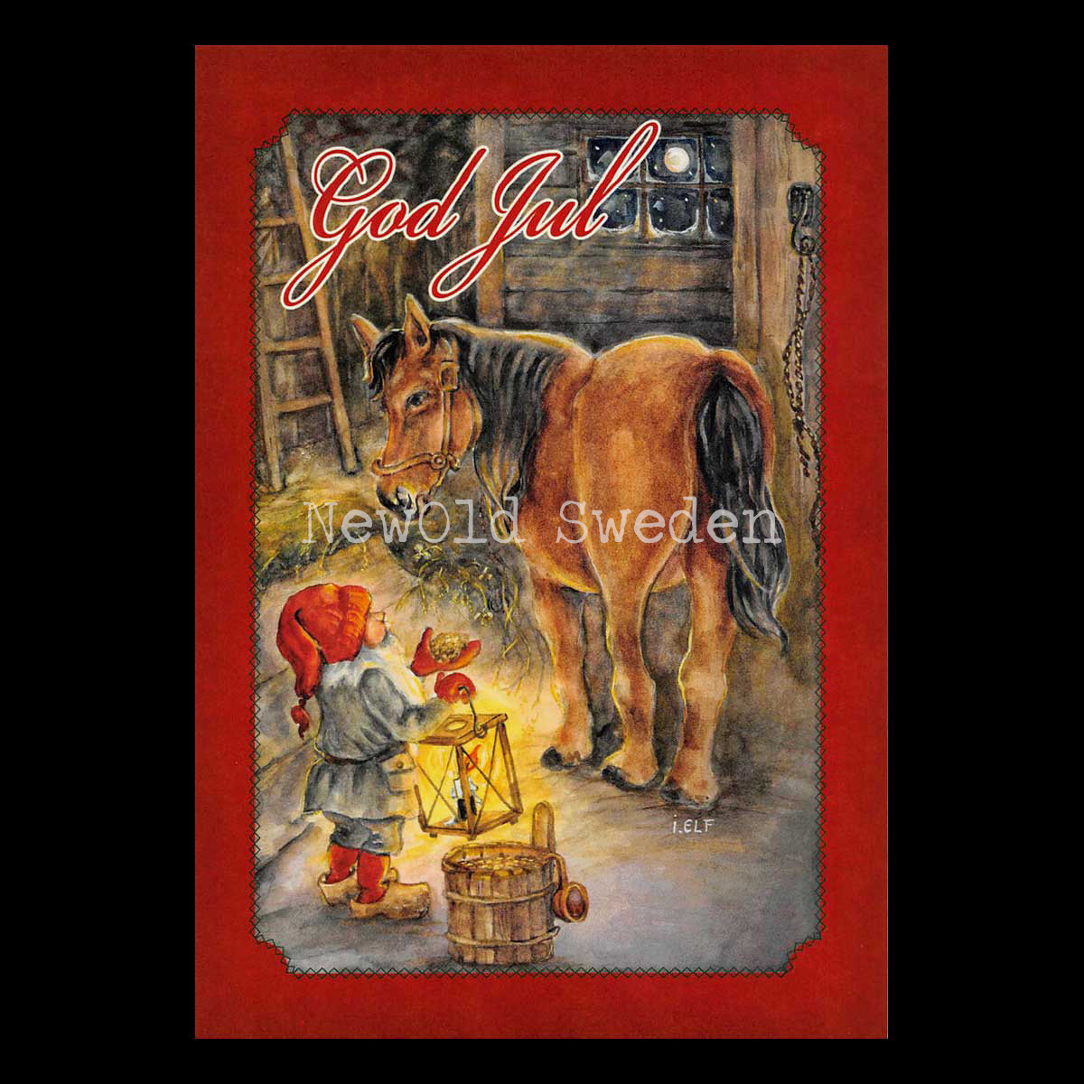 I stallet - God Jul & Gott Nytt År - Ingrid Elf- 1011