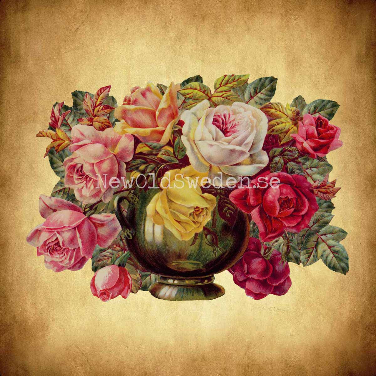 Vase with Roses 16x11.5 cm - Bokmärke © Ernst Freihoff 5093 - 2