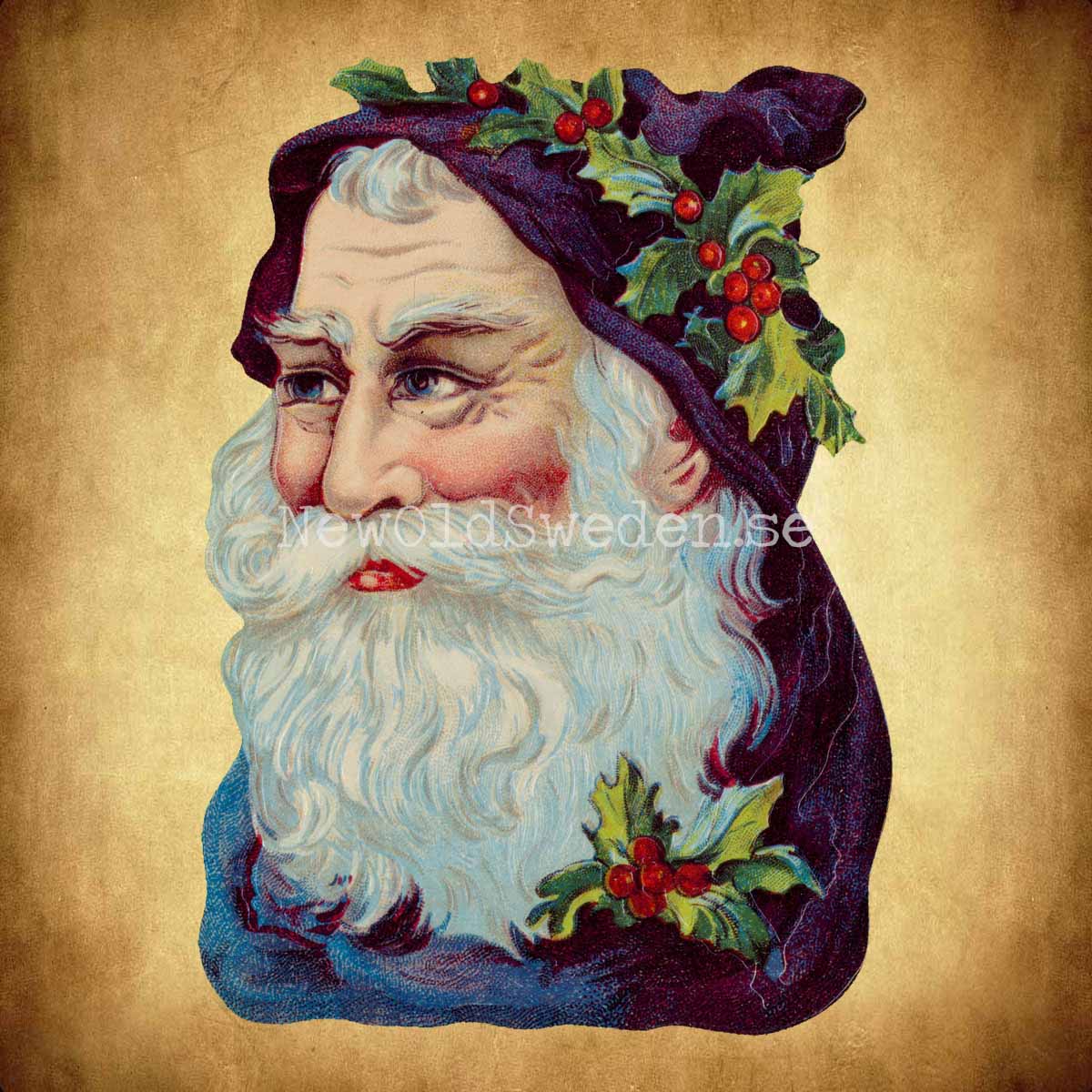 Father Christmas with blue Cape 11.5x16.5 cm - Bokmärke © Ernst Freihoff 5096 - 2