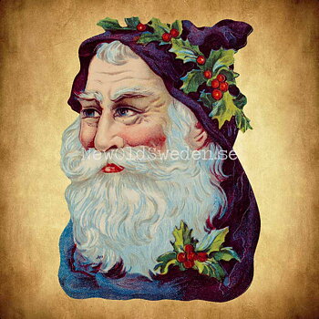 Father Christmas with blue Cape 11.5x16.5 cm - Bokmärke © Ernst Freihoff 5096