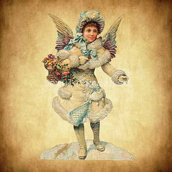Winterangel with Flower Bascet 10.5x16.5 cm - EF 5102