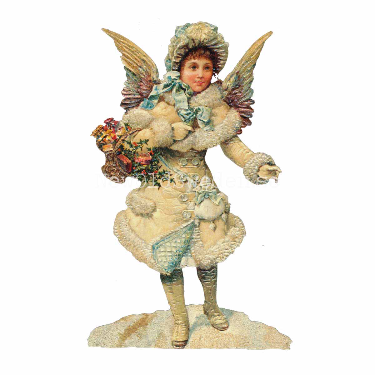 Winterangel with Flower Bascet 10.5x16.5 cm - EF 5102 - 3
