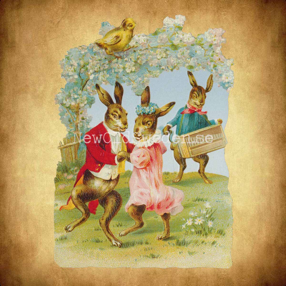 Dancing Easter Bunnies 11x16 cm - Bokmärke © Ernst Freihoff 5110 - 2