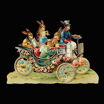 Easter Bunnies in Car 16.5x11.5 cm - Bokmärke © Ernst Freihoff 5112