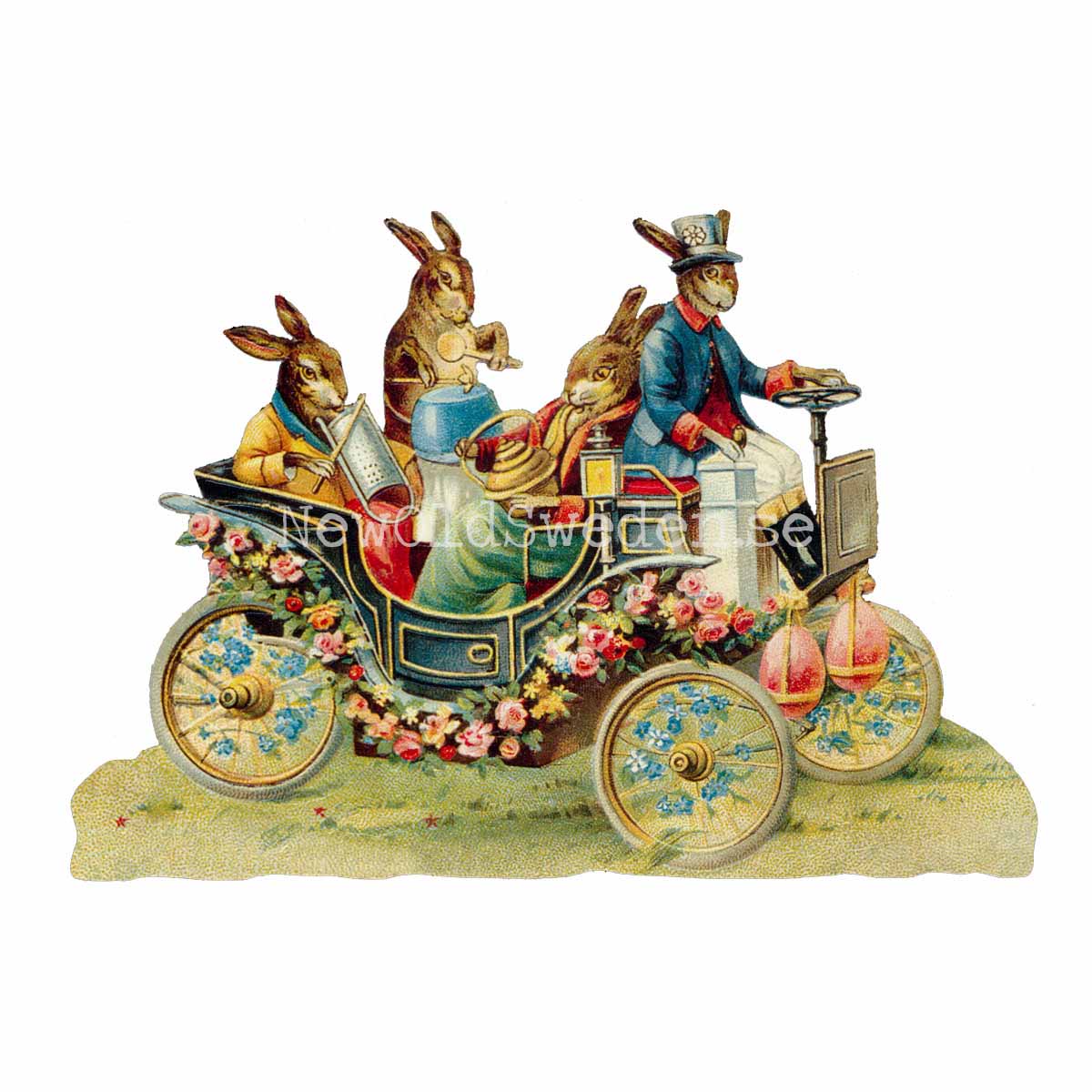 Easter Bunnies in Car 16.5x11.5 cm - Bokmärke © Ernst Freihoff 5112 - 3