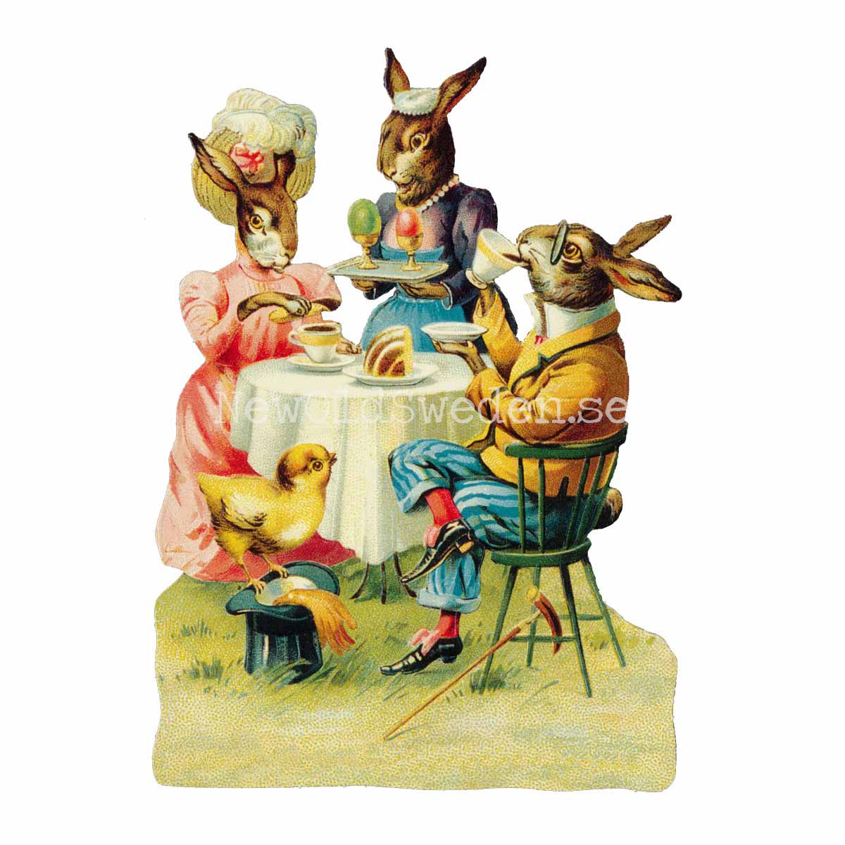 Easter Bunnies at Dining Table 11.5x16 cm - Bokmärke © Ernst Freihoff 5113 - 3