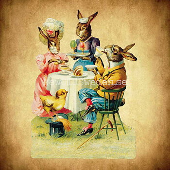 Easter Bunnies at Dining Table 11.5x16 cm - Bokmärke © Ernst Freihoff 5113