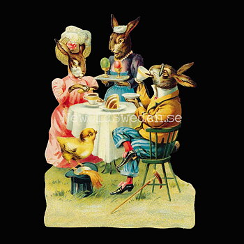Easter Bunnies at Dining Table 11.5x16 cm - Bokmärke © Ernst Freihoff 5113
