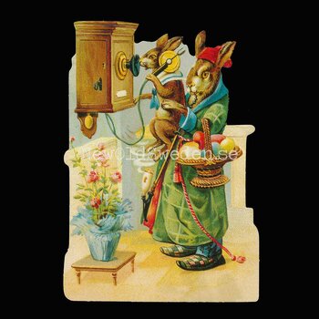Easter Bunny with Telephone 11.5x16.5 cm - Bokmärke © Ernst Freihoff 5114