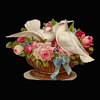Dove in Basket with Roses 16x11 cm - Bokmärke © Ernst Freihoff 5174