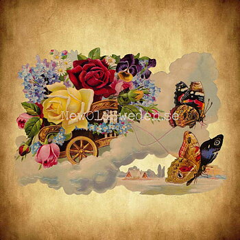 Butterflies drawing a Carriage 16.5x12 cm - Bokmärke © Ernst Freihoff 512227