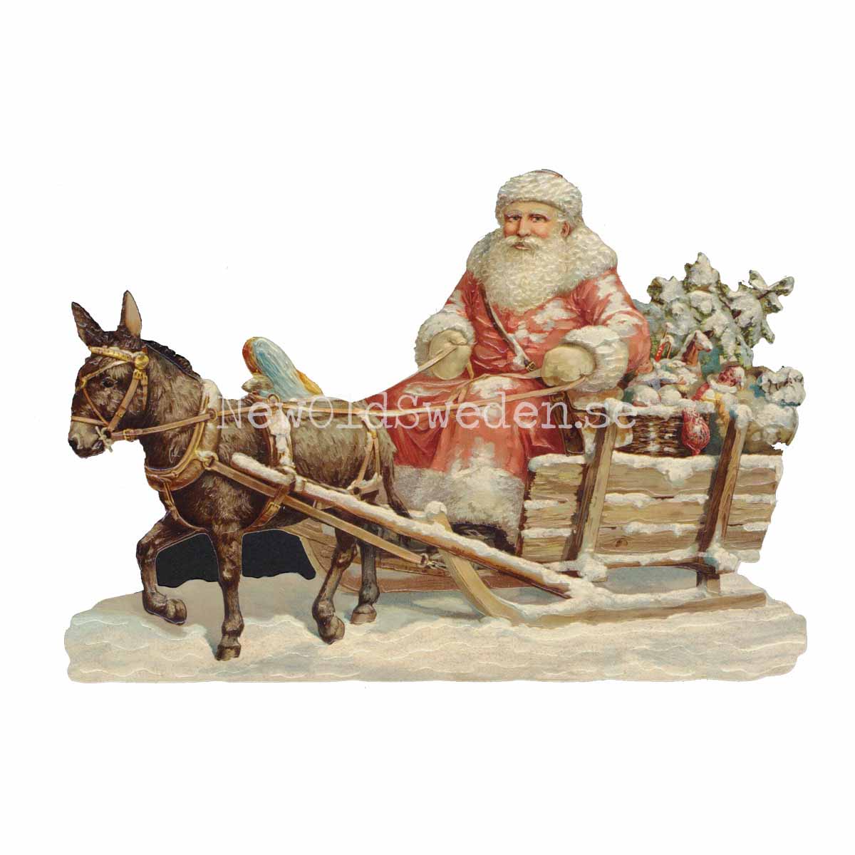 Father Christmas with Donkey 16.5x11.5 cm - Bokmärke © Ernst Freihoff 5129 - 3