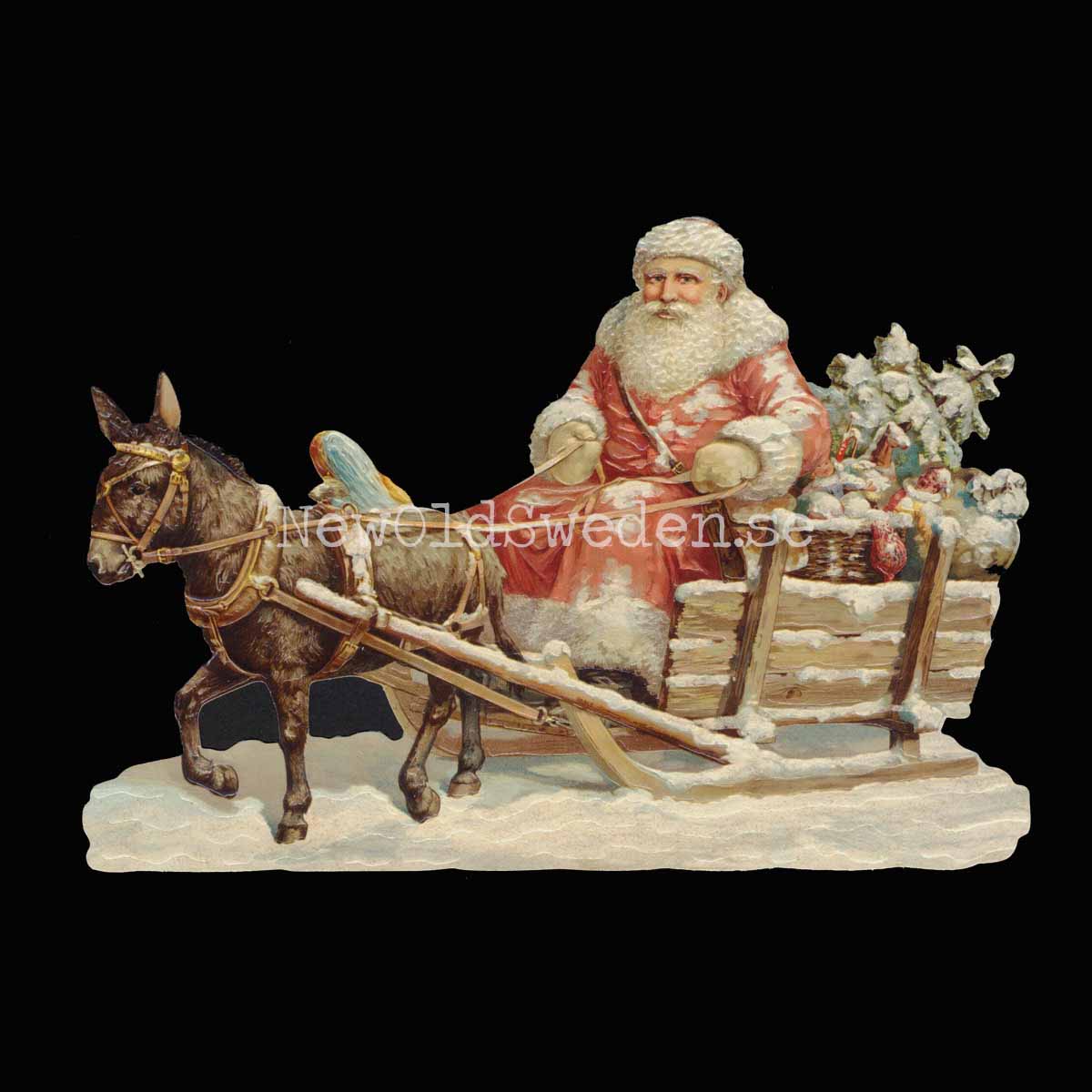 Father Christmas with Donkey 16.5x11.5 cm - Bokmärke © Ernst Freihoff 5129