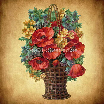 Basket with Poppy 11x16.5 cm - Bokmärke © Ernst Freihoff 5134