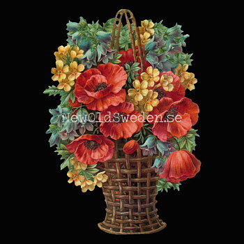 Basket with Poppy 11x16.5 cm - Bokmärke © Ernst Freihoff 5134