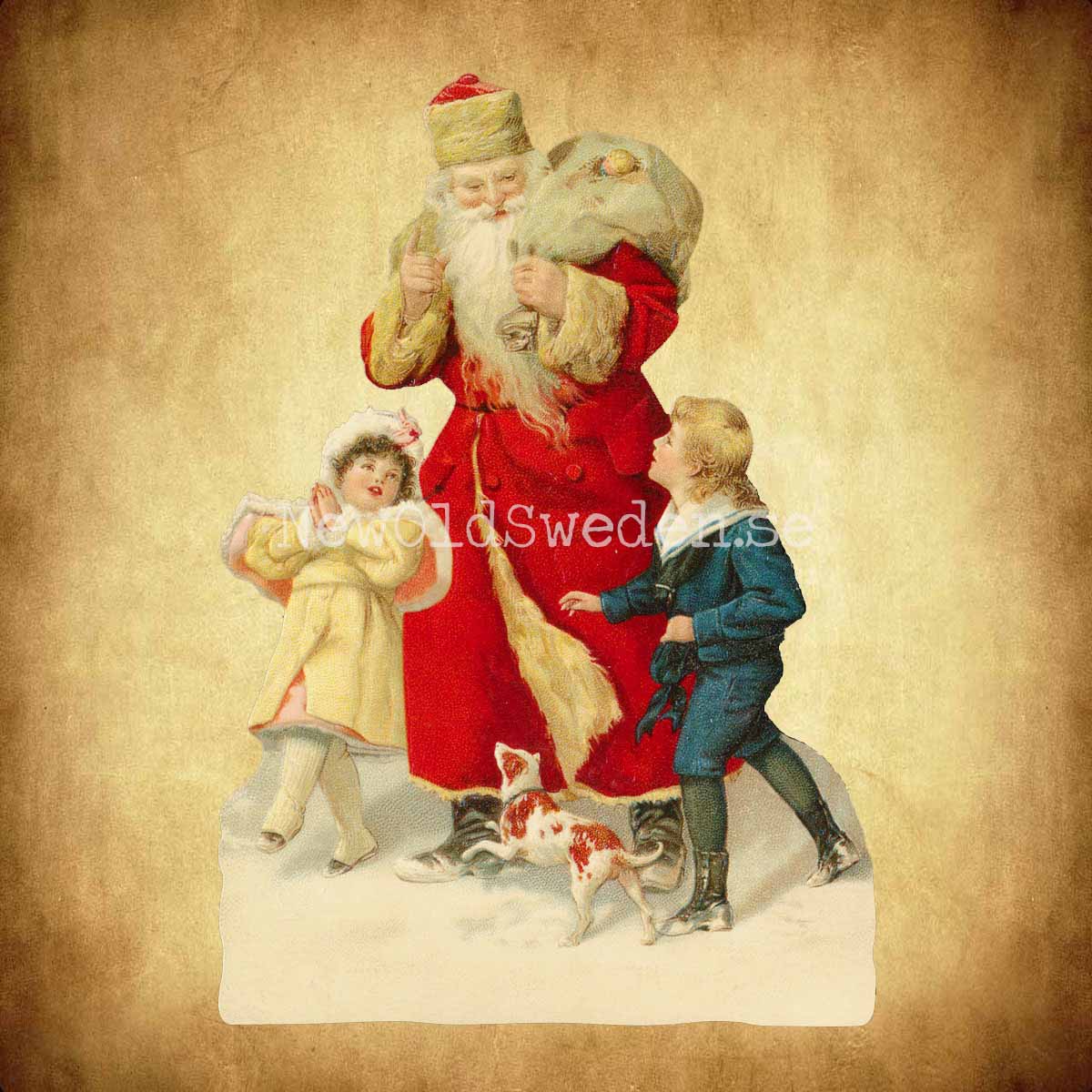 Santa with Children 11.5x16.5 cm - Bokmärke © Ernst Freihoff 5137 - 2