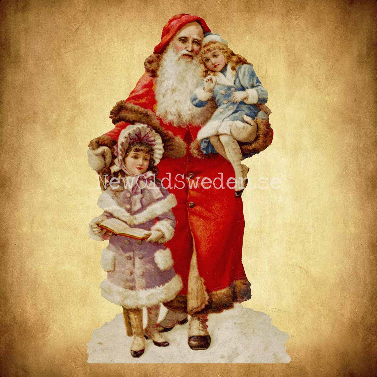 Father Christmas with two Children 9.5x16.5 cm - Bokmärke © Ernst Freihoff 5147 - 2