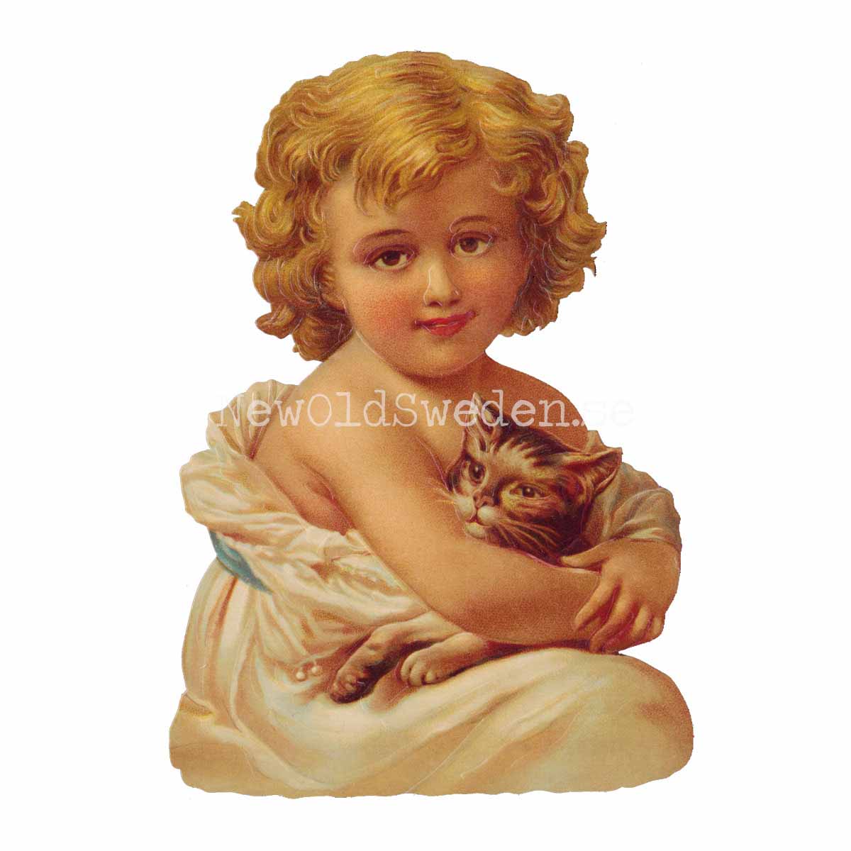 Girl with Cat 11.5x16 cm - Bokmärke © Ernst Freihoff 5157 - 3