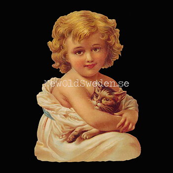 Girl with Cat 11.5x16 cm - Bokmärke © Ernst Freihoff 5157