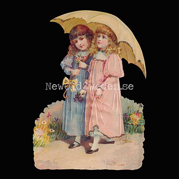 Children with Umbrella 11.5x16.5 cm - Bokmärke © Ernst Freihoff 5158