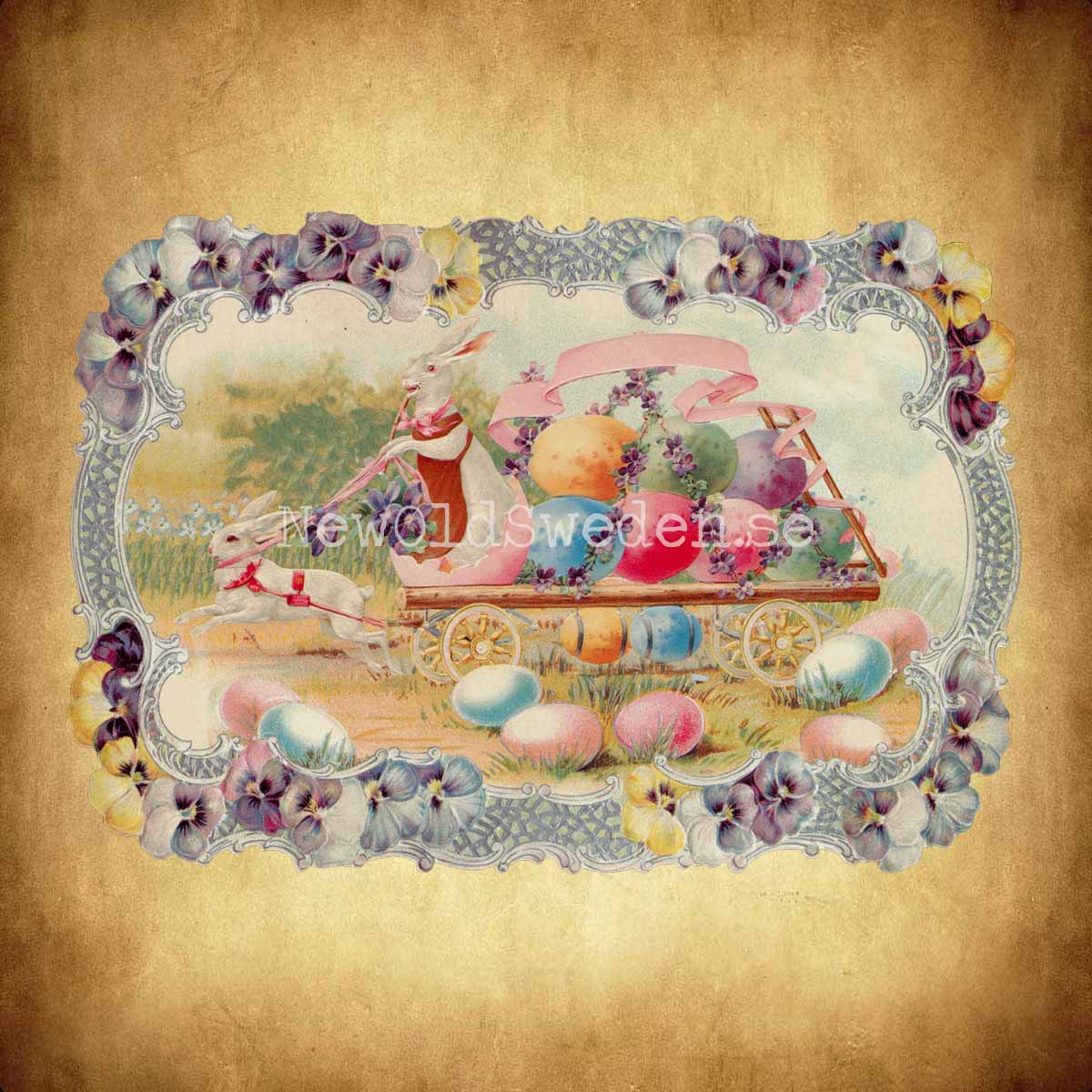 Handcrat with Bunnies and Easter Eggs 16x11.5 cm - Bokmärke © Ernst Freihoff 5160 - 2