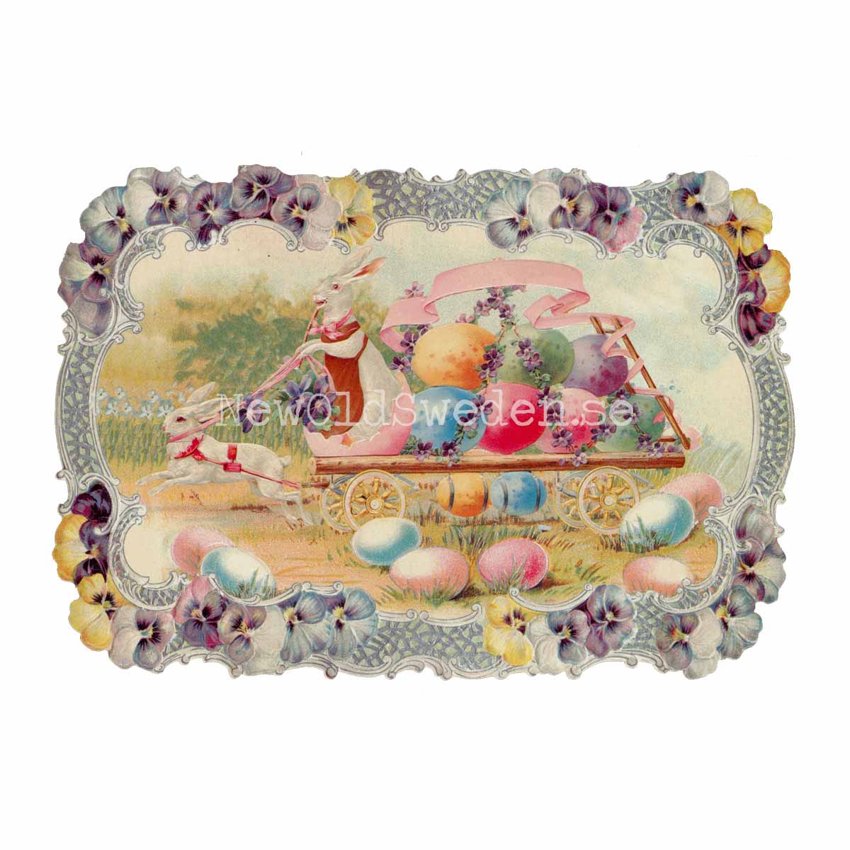 Handcrat with Bunnies and Easter Eggs 16x11.5 cm - Bokmärke © Ernst Freihoff 5160 - 3