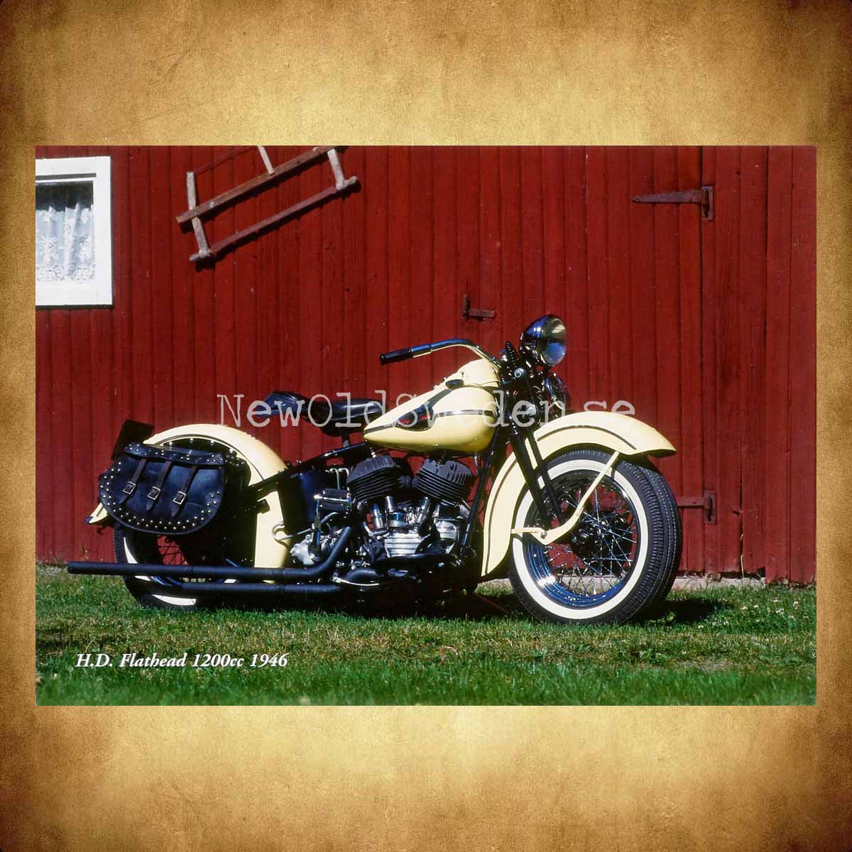 Harley Davidson Flathead 1200cc 1946 - Vykort A5 - 2