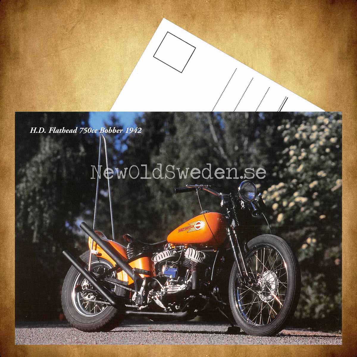 Harley Davidson Flathead Bobber 750cc 1942 - Vykort A5 - 3