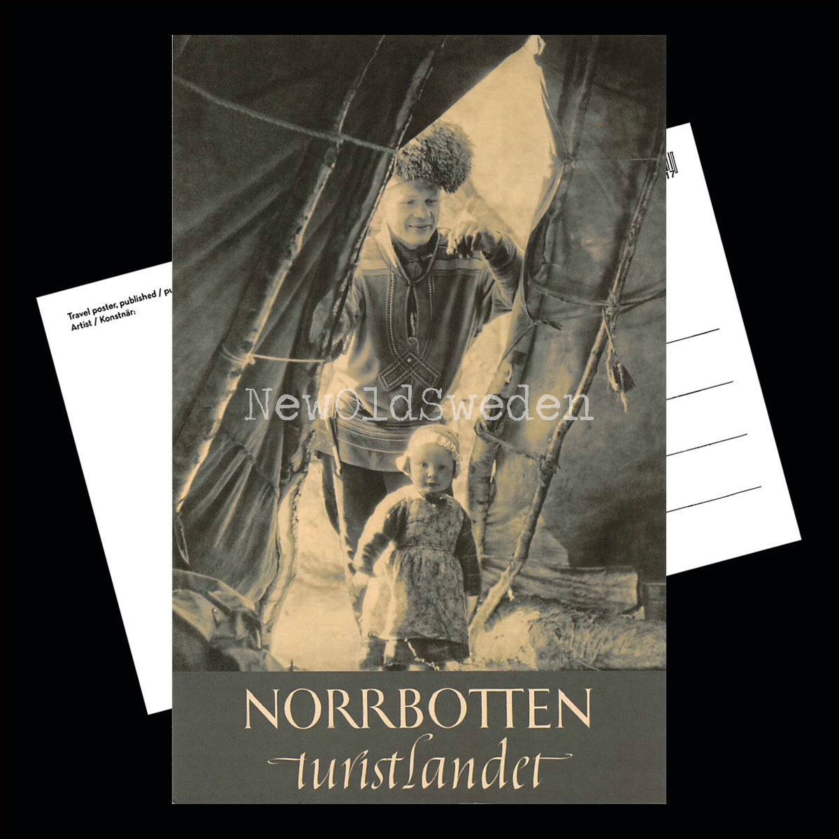 SAMEPAPPA MED DOTTER NORRBOTTEN - 1956 - Vykort 12 x 18 cm - 3