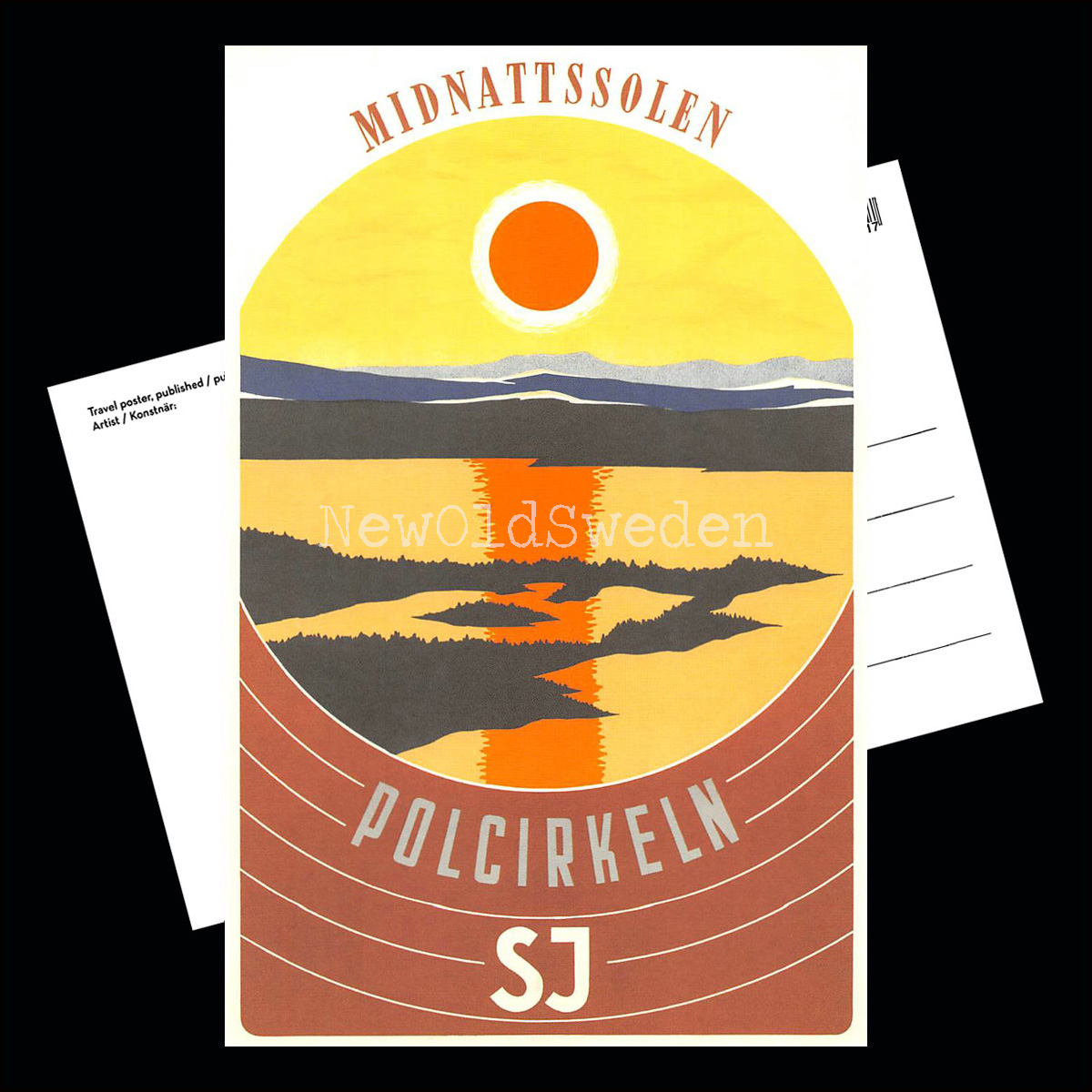 SJ MIDNATTSOLEN 1956 - Vykort 12 x 18 cm - 3
