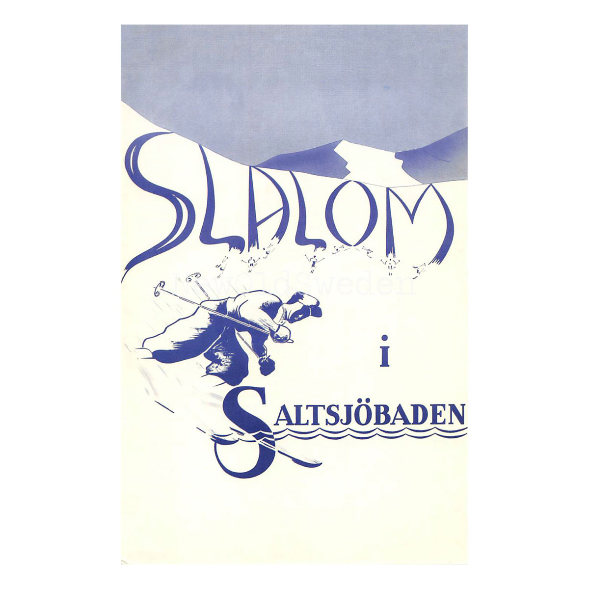 SKIDÅKNING I SALTSJÖBADEN - 1942 - Vykort 12 x 18 cm - 4