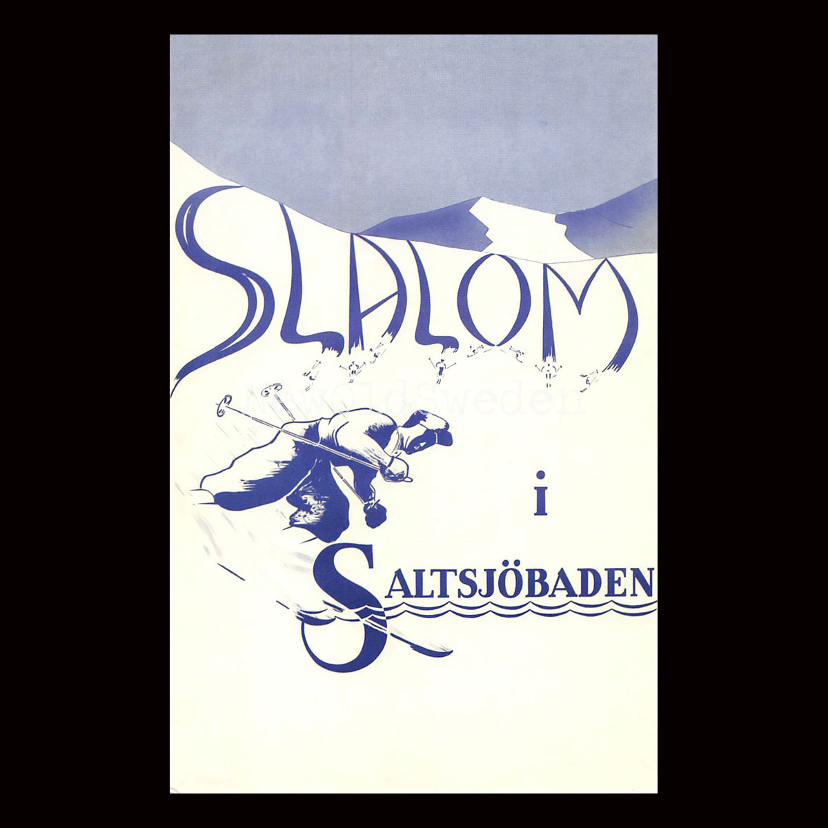 SKIDÅKNING I SALTSJÖBADEN - 1942 - Vykort 12 x 18 cm