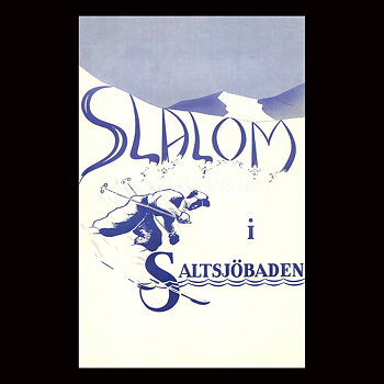 SKIDÅKNING I SALTSJÖBADEN - 1942 - Vykort 12 x 18 cm