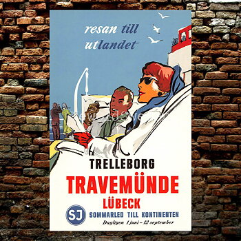 SJ TRELLEBORG TILL TRAVEMÜNDE - PAR I SOLSTOLAR - 1954 - Vykort 12 x 18 cm