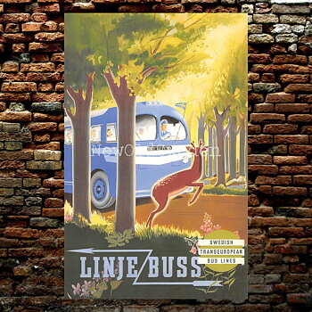 LINJEBUSS - 1948 - Vykort 12 x 18 cm