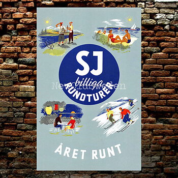 SJ RUNDTURER - 1940 - Vykort 12 x 18 cm
