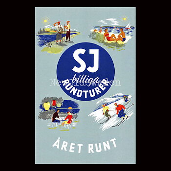SJ RUNDTURER - 1940 - Vykort 12 x 18 cm