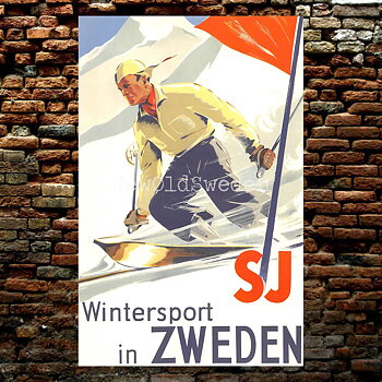 SJ WINTERSPORT IN ZWEDEN - 1938 - Vykort 12 x 18 cm