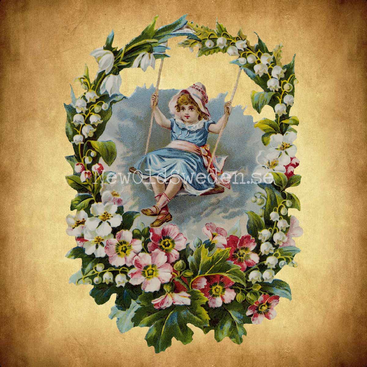 Girdle of Flowers with Child 11.5x16 cm - Bokmärke © Ernst Freihoff 5005 - 2