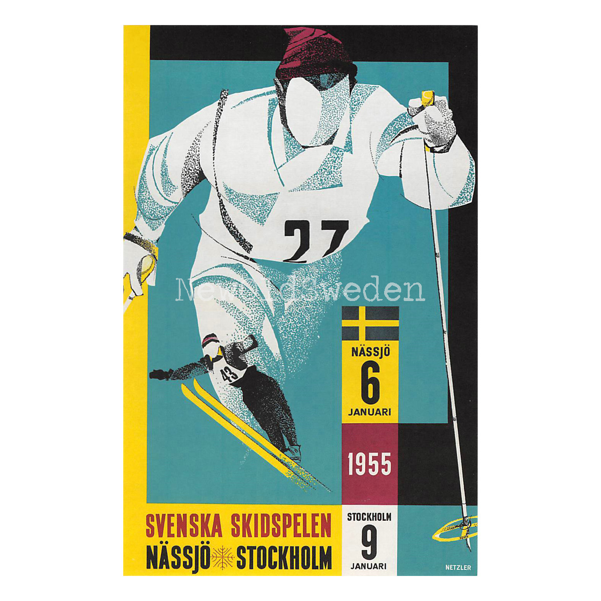 SKIDSPELEN I NÄSSJÖ & STOCKHOLM - 1955 - Vykort 12 x 18 cm - 4