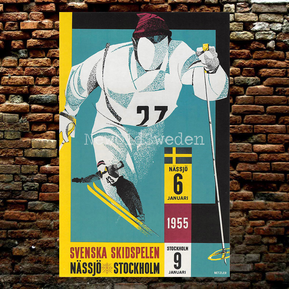 SKIDSPELEN I NÄSSJÖ & STOCKHOLM - 1955 - Vykort 12 x 18 cm - 2