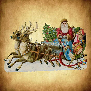 Reindeer Sleigh 16.5x10 cm - Bokmärke © Ernst Freihoff 5022