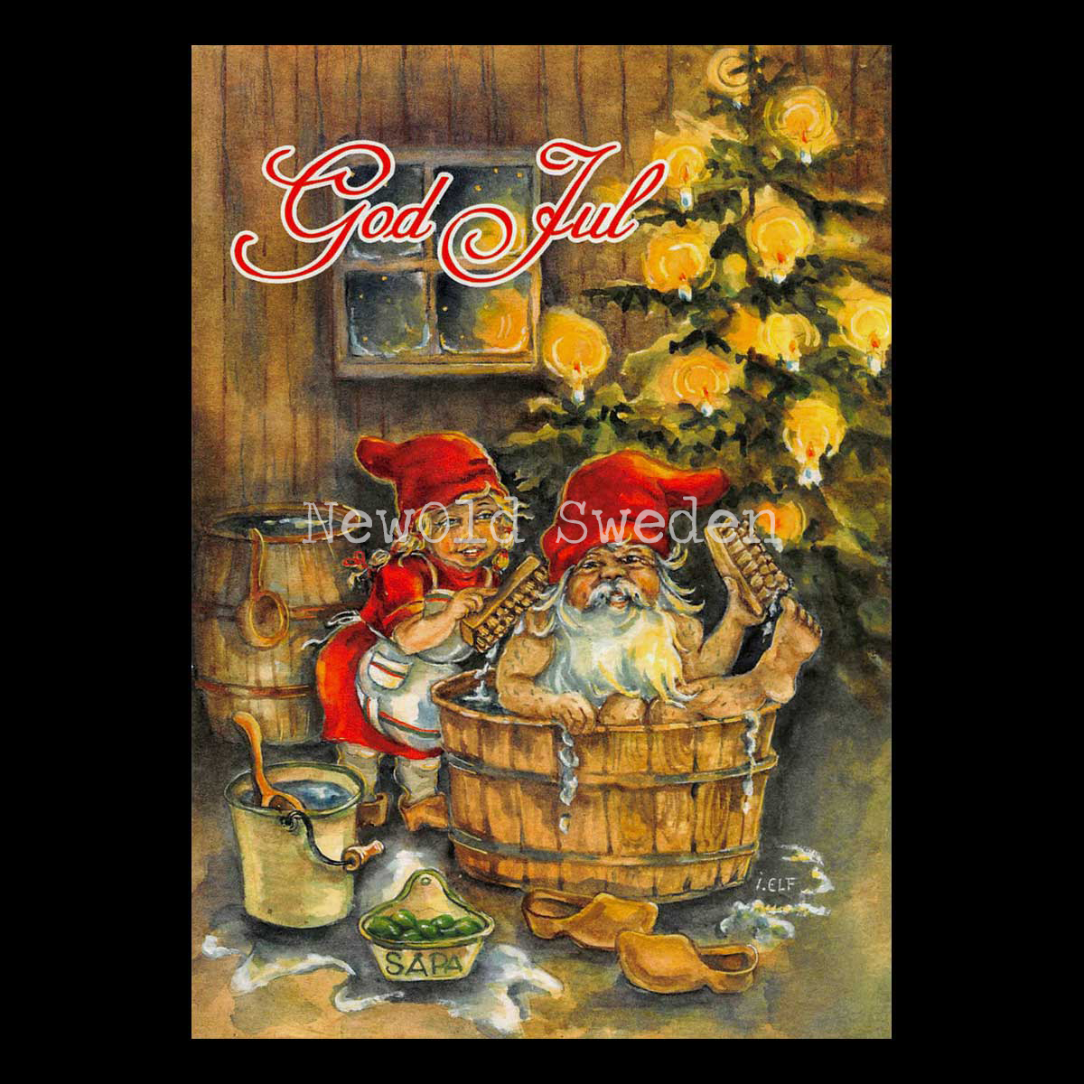 Julbadet - God Jul & Gott Nytt År - Ingrid Elf - 1015