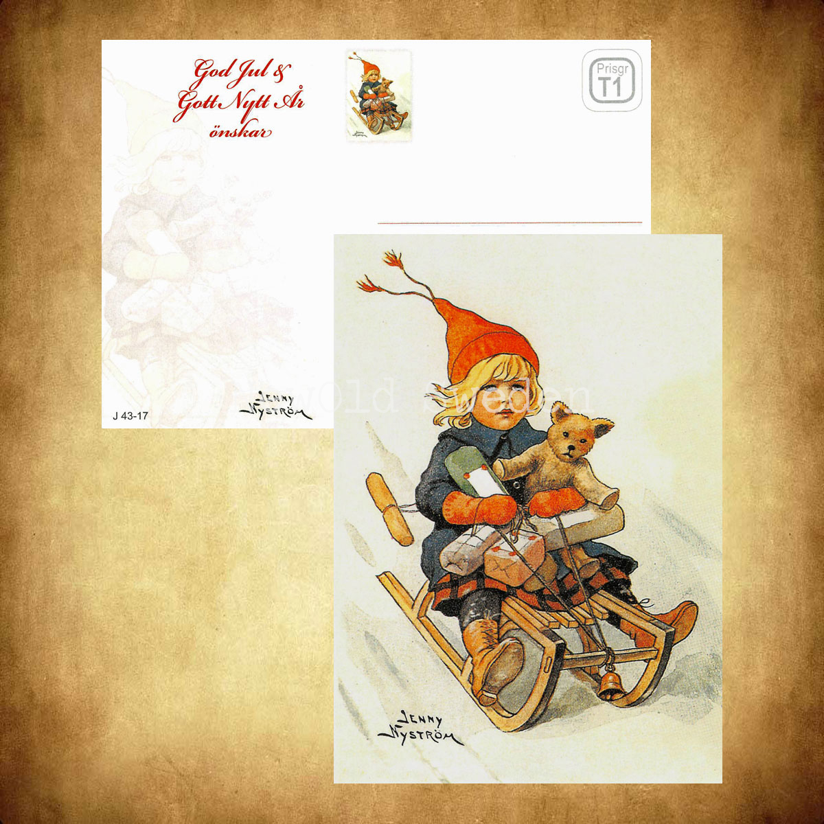 Flickan på kälken God Jul - Jenny Nyström - 1017 - 3