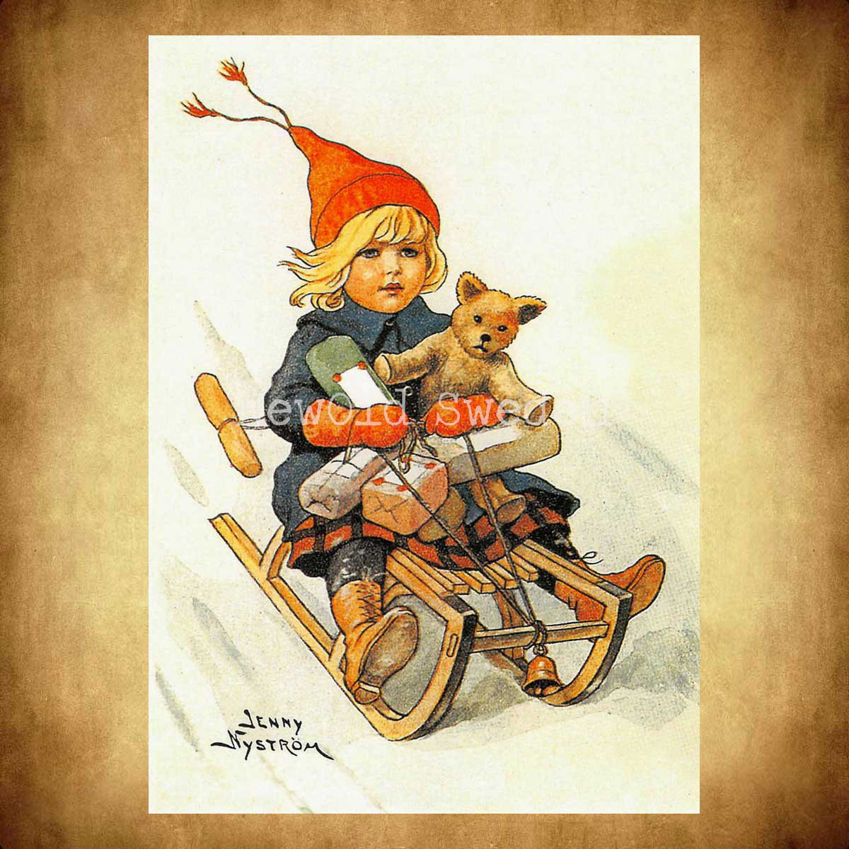 Flickan på kälken God Jul - Jenny Nyström - 1017 - 2