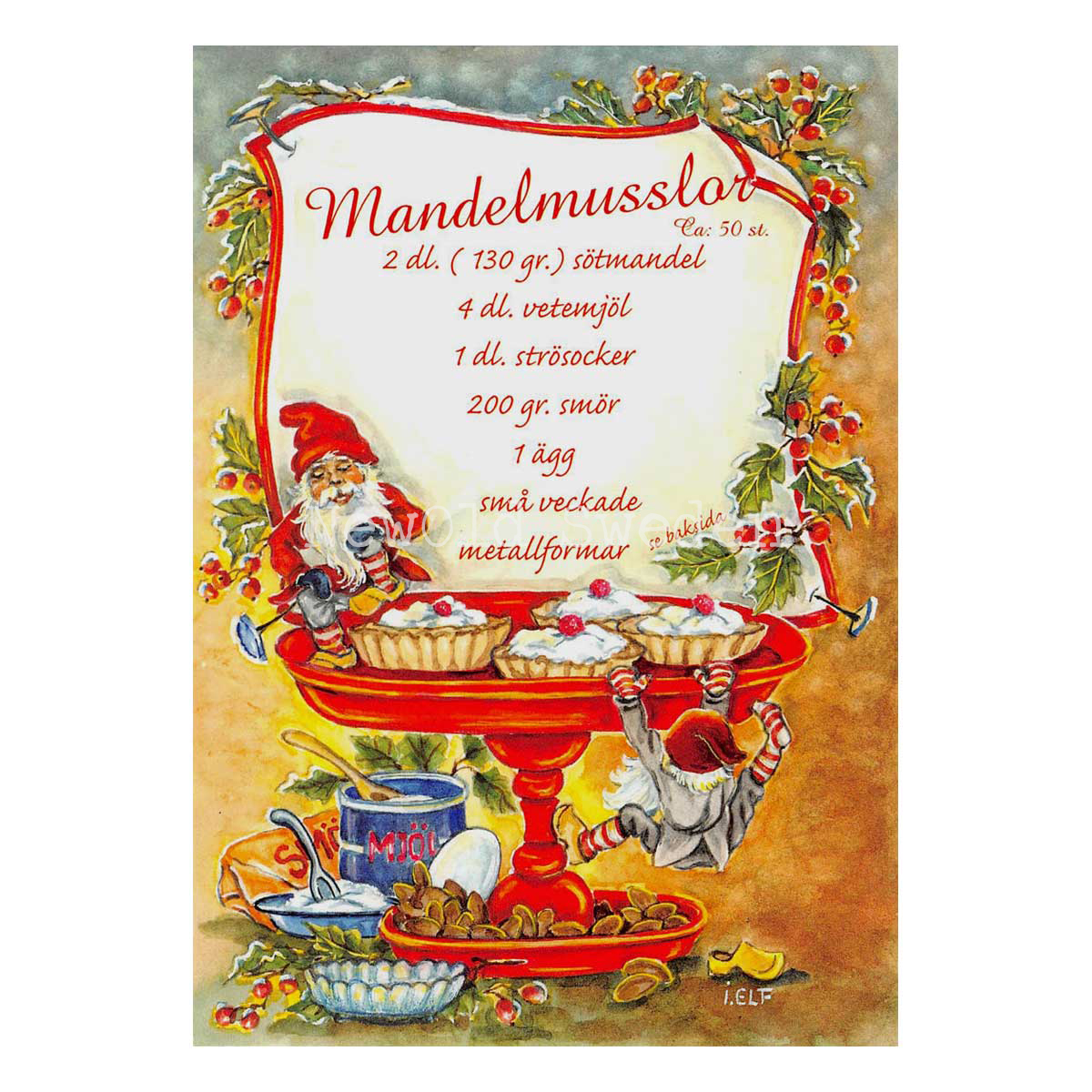 Mandelmusslor - Julkort Receptvykort - Ingrid Elf - 961 - 4