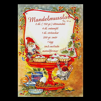 Mandelmusslor - Julkort Receptvykort - Ingrid Elf - 961