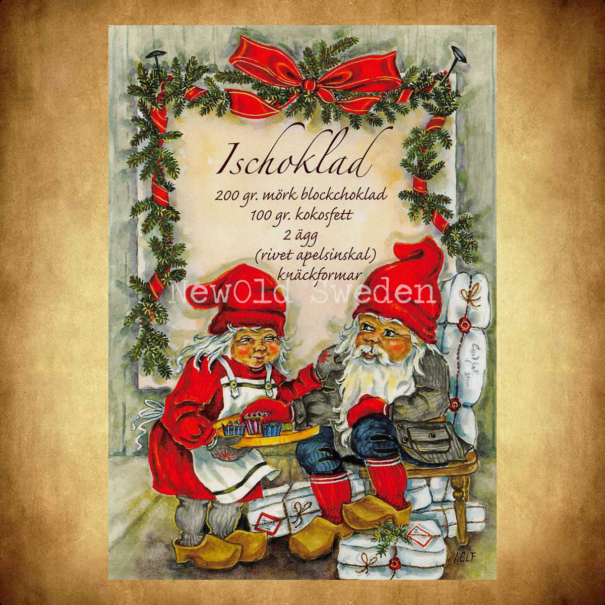 Ischoklad - Julkort Receptvykort - Ingrid Elf - 960 - 2