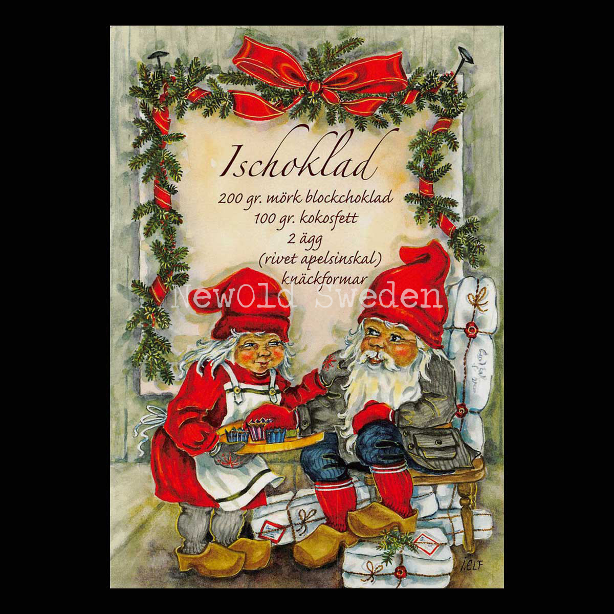 Ischoklad - Julkort Receptvykort - Ingrid Elf - 960