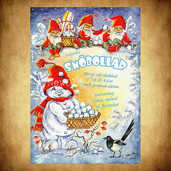 Snöbollar - Julkort Receptvykort - Ingrid Elf - 961